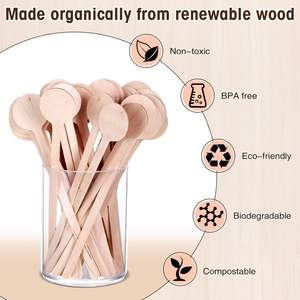 6.25인치 라운드 패들 모양 나무 스틱, 꿀 용 나무 막대 - Product Image 3