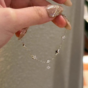 OEM personnalisé 2024 nouveau S925 argent gland Bracelet élégant mode tout-match femmes plein de diamant réglable pied chaîne - Product Image 2
