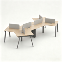 Bureau de travail modulaire extensible robuste pour 4 personnes avec pieds en acier durables et structure stable