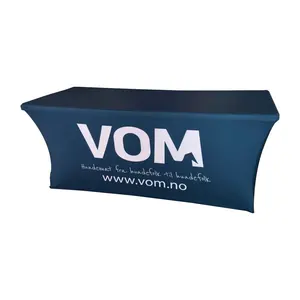 4ft 6ft 8ft Custom Print Stretch Table Cover Logo Trade Show Tablecloths Polyester Printed Tablecloth