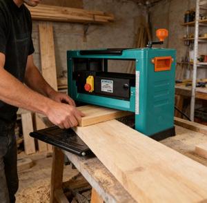 Machine à dégauchir le bois mobile monophasée 2000W, équipement d'épaisseurage de bureau de qualité industrielle pour la fabrication de meubles et les travaux de menuiserie - Product Image 6