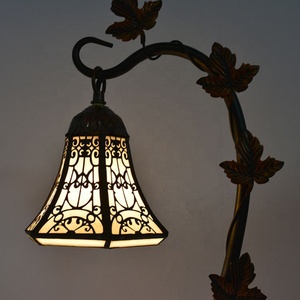 LongHuiJing 6Inch Custom Made Home <b>Lighting</b> Tiffany Stained Glass Table Lamps Antique Leaf Base Home Table Lamp - Product Image 2