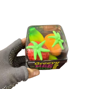 Schylling Groovy Fruit Squishy Toys Banana Strawberry Orange Soft Plastic Stress Relief <b>Fidgets</b> 6 <b>Pack</b> Retro Gift - Product Image 4