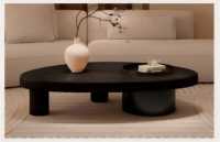 Table basse en bois massif de style Mid-Century Fullsummer, table à thé irrégulière créative en rondins, table d'appoint minimaliste pour salon