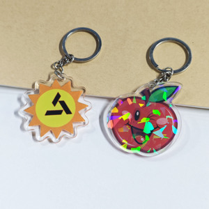 Custom Printed Anime Keychain Design Glitter Epoxy/Hologram Laser Cut Engraved Acrylic Charm Offset Printing on Resin & Alloy - Product Image 2