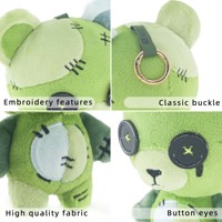 Gantungan Kunci Boneka Plush Blind Box Ukuran Mini Custom, Boneka Beruang Teddy dengan Mata Kancing, Gantungan Kunci Beruang Kartun Modis, Aksesoris Tas