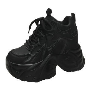 Vente en gros semelle épaisse 10.5 cm talons hauts chaussures décontractées <span class=keywords><strong>à</strong></span> lacets <span class=keywords><strong>baskets</strong></span> compensées pour femmes - Product Image 4