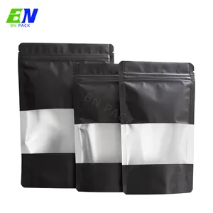 उच्च बाधा सुरक्षा नमी सबूत मोटी प्लास्टिक नाश्ता बैग resealable मैट काले कस्टम चिंतनशील mylar बैग के साथ खिड़की