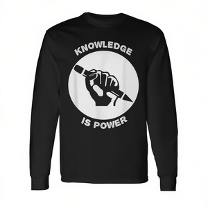 Camiseta de manga larga con diseño de declaración política Knowledge Is Power, color negro - Product Image 2