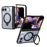 Étui de téléphone magnétique pliable au toucher soyeux avec rotation à 360° °   Support rotatif avec couvercle de charnière antichoc pour iPhone Duo 18 Fold