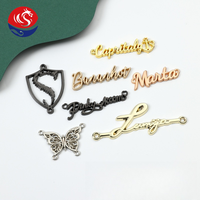 Accessoires de quincaillerie de sac professionnel en alliage de Zinc Logo de marque personnalisé lettres creuses gravées étiquettes en or clair pour cuir