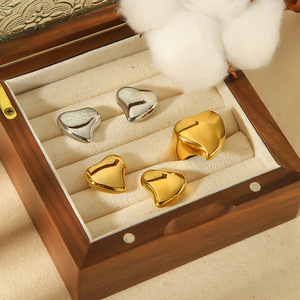 Heart Shaped <b>Stud</b> Earrings 18k Gold Plated <b>Titanium</b> Steel For Women Gift Jewelry Set TR4223 6 TR4223 8 4224 7 4225 7 - Product Image 1