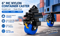 Roues de conteneur industrielle en nylon MC de 6 pouces avec verrouillage en queue d'aronde, roues robustes pour conteneurs maritimes