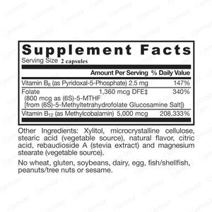Kamaz suplemen Vitamin <span class=keywords><strong>B12</strong></span> <span class=keywords><strong>5000</strong></span> <span class=keywords><strong>Mcg</strong></span> 800Mcg organik Vitamin <span class=keywords><strong>B12</strong></span> & asam folat kapsul metil - Product Image 2