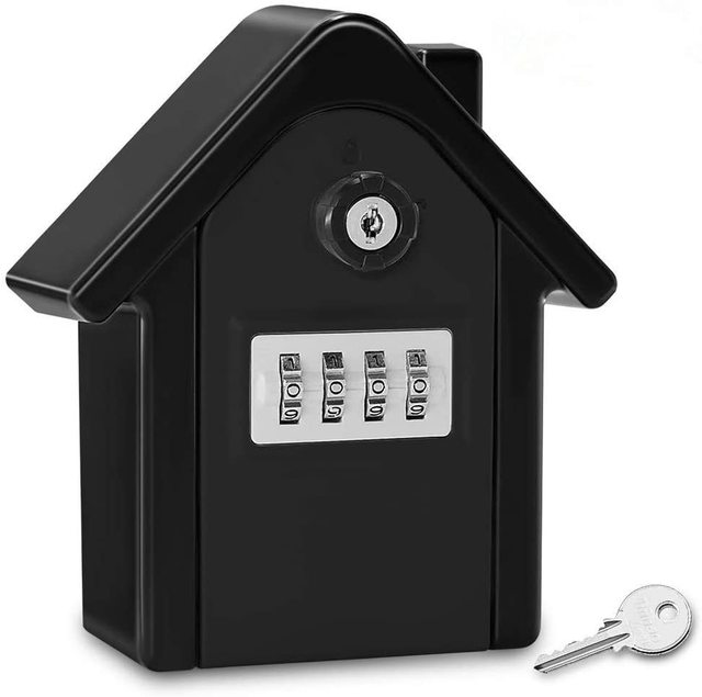 Zinc Alloy Key Storage Box Outside 4-Digit Combination Key Safe Lock Box Resettable Code Weatherproof Key Box