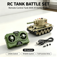 DWI DOWELLIN 1/64 Uzaktan Kumandalı Kızılötesi Atış Özellikli Askeri Araçlar, 330'lu Mini RC Tank °   Döner Taret ve Ses ve Işık Sistemleri