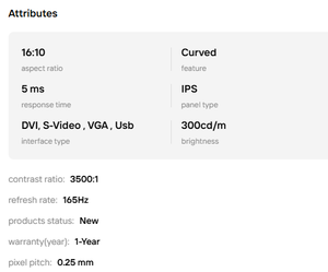 Monitor curvo para juegos de PC AOC C32G2E de 32 pulgadas, 165Hz, panel IPS 16:10, tiempo de respuesta de 5ms, entradas DP/VGA, brillo de 300cd/m, relación de contraste de 3500:1. - Product Image 6