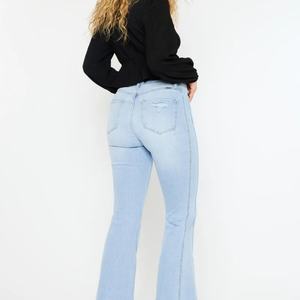 Nueva Llegada, Jeans de Mujer con Logo Personalizado, Corte Alto y Ajustado, Lavado Claro - Product Image 2