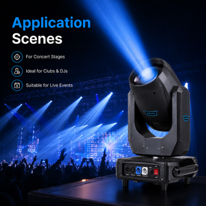 Projecteur à tête mobile 250W 8R Beam 18CH DMX512 16 bits Pan 540 °   Inclinaison 250 °   Prisme Gobo Frost CRI90 IP20 pour Concerts, Clubs, Théâtres - Product Image 4