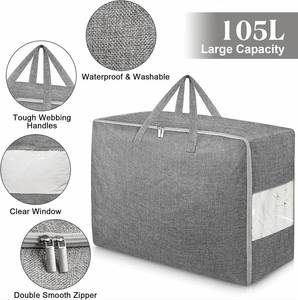 Sac de rangement Oxford grande capacité personnalisé avec fenêtre transparente, idéal pour couvertures, déménagement et literie (pour salon) - Product Image 3