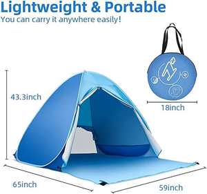 Tente de plage pour bébé Tente d'ombrage pour enfants Protection solaire extérieure Château anti-éclaboussures pliant Ouverture rapide - Product Image 2