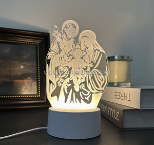 Neue Jesus Kreuz 3D LED Nachtlicht Religiöser Glaube Weihnachten Ostern Raum Dekor Geschenke Jungfrau Maria Illusion Schreibtisch Tisch lampe Nachtlicht - Product Image 5