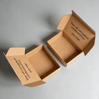 Boîte en carton ondulé écologique personnalisée, brun naturel, grande boîte d'expédition avec bande de déchirement, impression noire, ondulation B E