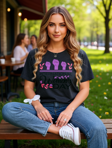 Elegante T-Shirt da Donna con Collo Tondo e Maniche Corte, Stampa per la Giornata Internazionale della Donna, Stile Casual, 100% Cotone Jersey - Product Image 2