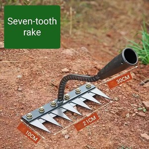 Râteau de jardin à dents variées, outil manuel aiguisé pour le desserrage du sol, le désherbage et le creusement - Product Image 3