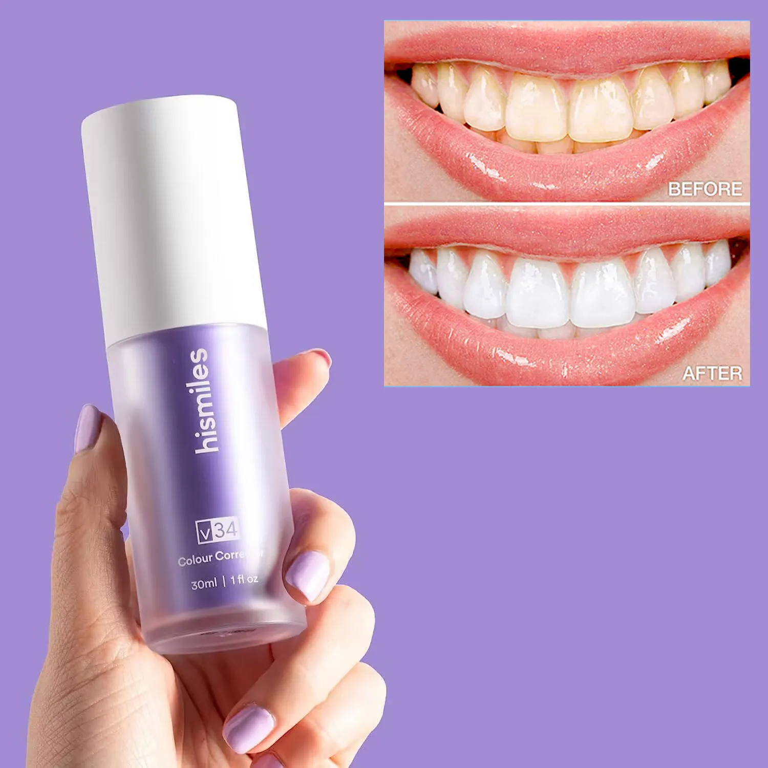 V34 correttore colore viola dentifricio sbiancante denti uso domestico dentifricio sbiancante 30ML viola colore correttore