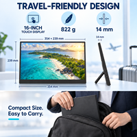 Moniteur portable tactile 16 pouces OEM 1920x1200 FHD Plus IPS 300 nits avec double USB-C et HDMI pour édition vidéo et travail de conception sur ordinateur portable