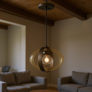 Lámpara Colgante de 1 Luz, Bronce Antiguo Mate, E27 LED, Pantalla Redonda de Vidrio, Iluminación Interior para el Hogar - Product Image 2