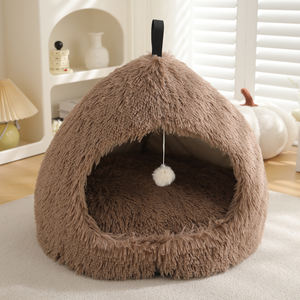 Rutsch feste mehrfarbige Winter gemütliche Luxus-Haustier hausbett Flauschiger Plüsch Warme wasch bare tragbare Katzen höhle für den Innenbereich mit Ballspiel zeug - Product Image 6