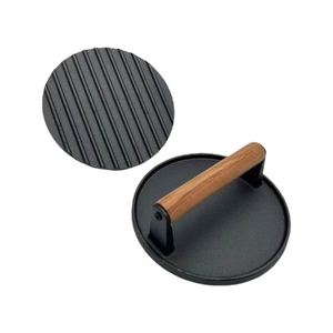 Prensa de metal para hamburguesas con mango de madera personalizado, prensa de carne rellena, prensa para hamburguesas, prensa para tocino, prensa para parrilla de hierro fundido para barbacoa - Product Image 2