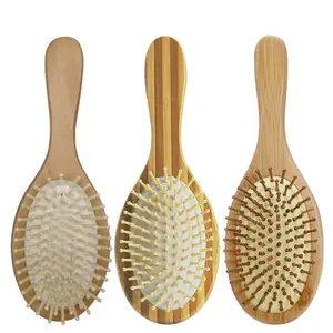 Natural wooden hair comb brush environmental friendly massage custom wood hair brush head massager