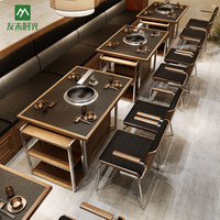 Ensemble table et chaises de restaurant avec banquette, mobilier de restauration commercial pour restaurants de barbecue et projets hôteliers