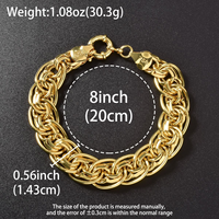 Bracelet à double chaîne ovale personnalisé avec fermoir en O, vente en gros, bijoux de mode plaqués or 18 carats pour femmes