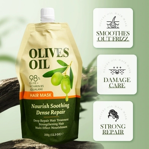 <span class=keywords><strong>Masque</strong></span> capillaire à l'huile d'olive, nourrissant, réparateur, lissant, hydratant, fortifiant, soin capillaire - Product Image 3