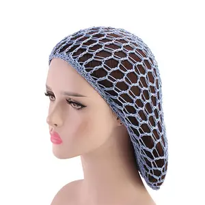 Atacado mulheres malha cabelo net crochet cappy chapéu snood dormir noite capa turbante rayon malha hairnet