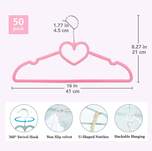 Cintres en velours rose en forme de cœur AINARE, antidérapants et multifonctionnels, pour jupes et costumes – Vente en gros usine - Product Image 2