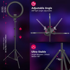 Anneau lumineux LED Neewer Advanced de 18 pouces avec trépied et support pour téléphone pour éclairage photographique - Product Image 2