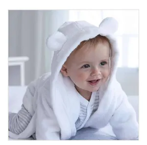 定制婴儿浴袍毛圈定制标志抓绒沐浴长袍干软淋浴浴袍连帽水疗女孩蓝色婴儿修身衣
