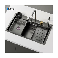 Évier de cuisine cascade à bol unique en acier inoxydable avec porte-gobelet évier de cuisine évier de cuisine en acier inoxydable