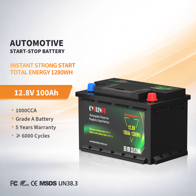 New Factory Price Lifepo4 12V 50Ah/100Ah 400 CCA 600A Peak Discharge Lithium Auto Start Battery for Cars Trucks 2 Year Warranty