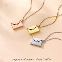 Haomi CE 18K verguld roestvrijstalen hanger met ruimte voor gravure, gouden Valentijnsdag/Moederdag cadeau, envelop ketting