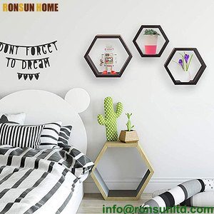 High Quality Custom <strong>Rustic</strong> Durable Wood Hexagon Wall <strong>Shelf</strong> Wooden Floating <strong>Shelves</strong> - Product Image 4