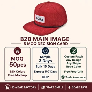 Casquette Snapback Vintage Personnalisée <span class=keywords><strong>en</strong></span> Velours Côtelé à 6 Panneaux, Visière Plate, Patch <span class=keywords><strong>en</strong></span> Cordon, Vierge, Réglable, Vente <span class=keywords><strong>en</strong></span> Gros, OEM, Faible MOQ - Product Image 5