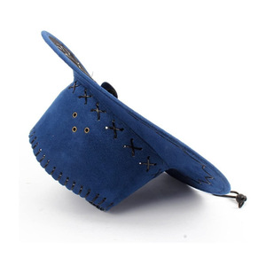 Sombrero vaquero de cuero con estampado estilo occidental, sombrero de caballero para Halloween, sombrero retro ajustable para fiestas, para hombres y mujeres. - Product Image 3