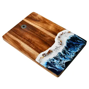 New Design High Quality Acacia Wooden Cutting Wood Epoxy Resin Charcuterie Board