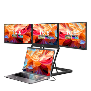15.6 Inch Portable Quad Monitor for Laptop 1 Cable for 3 Screens Horizontal Screen Adjustable Stand Raises to Eye Level - Product Image 1
